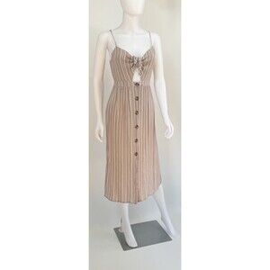 Mimi Chica Dress Tank Top Chest Bow Stripes Button Front Size M Medium